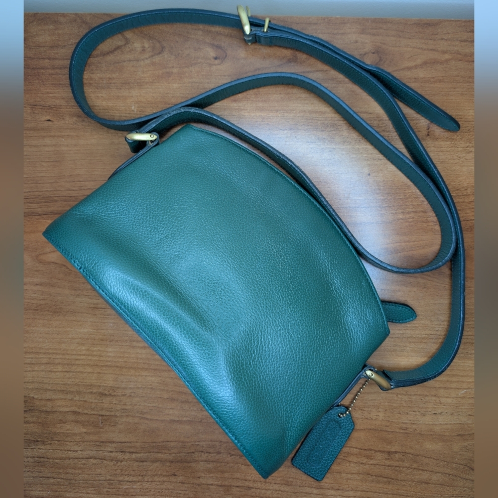 RARE VINTAGE COACH 💚 Fern Green Italian Pebbled Leather Madison Chapin bag 1993